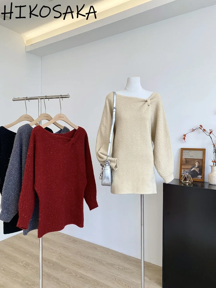 Autumn Winter New Korean Elegant Slash Neck Off Shoulder Sweaters Loose All-match Long Sleeve Pull Femme Temperament Jumpers
Autumn Winter New Korean Elegant Slash Neck Off Shoulder Sweaters Loose All-match Long Sleeve Pull Femme Temperament Jumpers