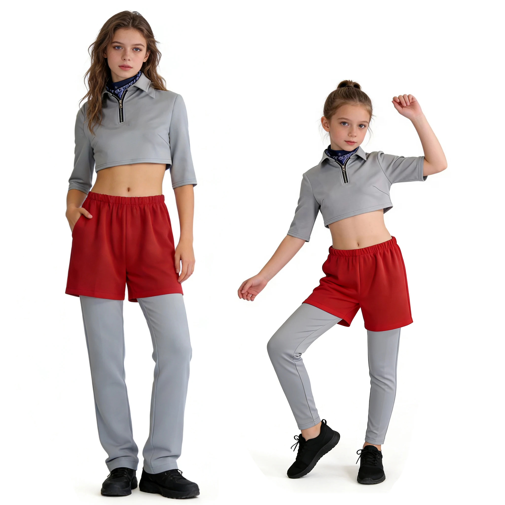 ELEVEN Cosplay Costume Vintage Sporty Cosplay Outfit Women Gray Crop Top Red Shorts Pants Set
ELEVEN Cosplay Costume Vintage Sporty Cosplay Outfit Women Gray Crop Top Red Shorts Pants Set