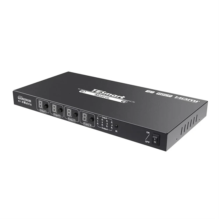 TESmart 4x4 Matrix Support RS-232 Control EDID Management IR Receiver Switch 3840x2160@30Hz Video Switcher
TESmart 4x4 Matrix Support RS-232 Control EDID Management IR Receiver Switch 3840x2160@30Hz Video Switcher