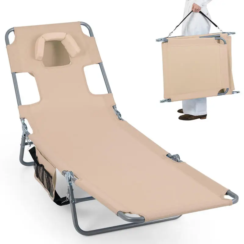 Folding Beach Lounge Chair with Adjustable Backrest for Lawn-Beige
Folding Beach Lounge Chair with Adjustable Backrest for Lawn-Beige
