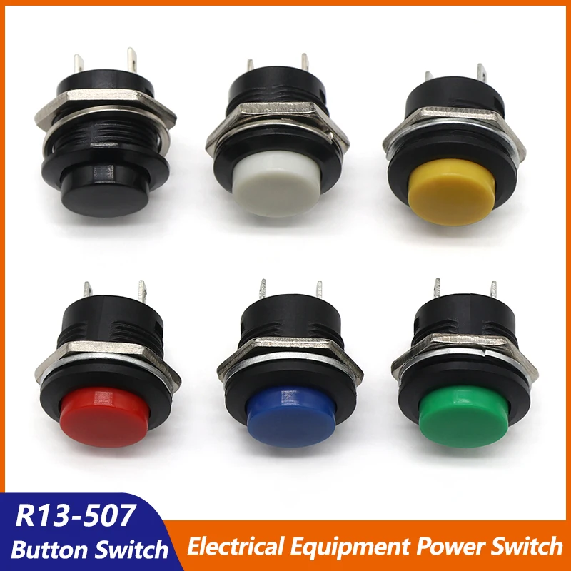 R13-507 Momentary Push Button Switch 16mm 6A/125VAC 3A/250VAC Round 2-Pin Switches Electrical Equipment Power Switchs 6Color
R13-507 Momentary Push Button Switch 16mm 6A/125VAC 3A/250VAC Round 2-Pin Switches Electrical Equipment Power Switchs 6Color