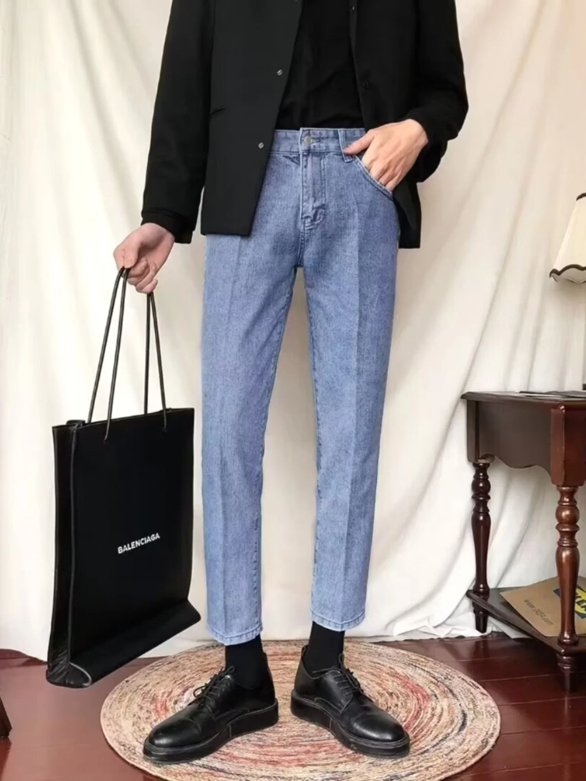 Men's Slim Fit Straight Leg Jeans British Style Casual Fashion Nine Points Pants mid Low Waist Zipper Closure All Seasons
Men's Slim Fit Straight Leg Jeans British Style Casual Fashion Nine Points Pants mid Low Waist Zipper Closure All Seasons
