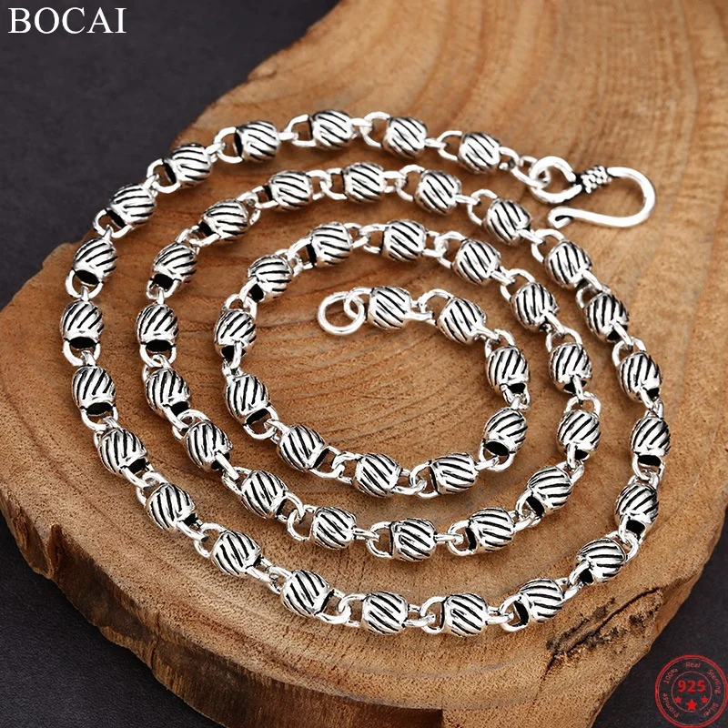 Ожерелье BOCAI S925 из стерлингового серебра для женщин и мужчин, ретро полосатый узор, бусины-ведра, бамбуковая цепочка, шейный браслет, ювелирные изделия, оптовая продажа
Ожерелье BOCAI S925 из стерлингового серебра для женщин и мужчин, ретро полосатый узор, бусины-ведра, бамбуковая цепочка, шейный браслет, ювелирные изделия, оптовая продажа