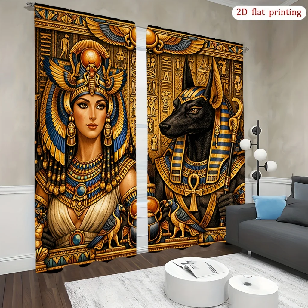 2pcs Egyptian Queen Anubis God Curtains Gold Blue Hieroglyphs Ancient Mythology Living Room Bedroom Home Decor Window Drapes
2pcs Egyptian Queen Anubis God Curtains Gold Blue Hieroglyphs Ancient Mythology Living Room Bedroom Home Decor Window Drapes