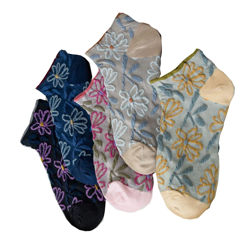 3 Pairs Vintage Big Flowers Cotton Socks Female Fashion Print Short Shallow Mouth Ankle Socks Cute College Student Sokken Set
3 Pairs Vintage Big Flowers Cotton Socks Female Fashion Print Short Shallow Mouth Ankle Socks Cute College Student Sokken Set