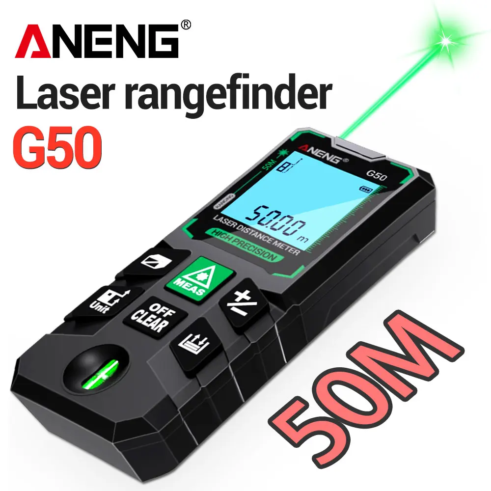 ANENG G50/G70/G100/G120 Green Laser Distance Meter Autonomous Benchmark Rangefinder 0.5~1 Second Flash Test Diastimeter Tools
ANENG G50/G70/G100/G120 Green Laser Distance Meter Autonomous Benchmark Rangefinder 0.5~1 Second Flash Test Diastimeter Tools
