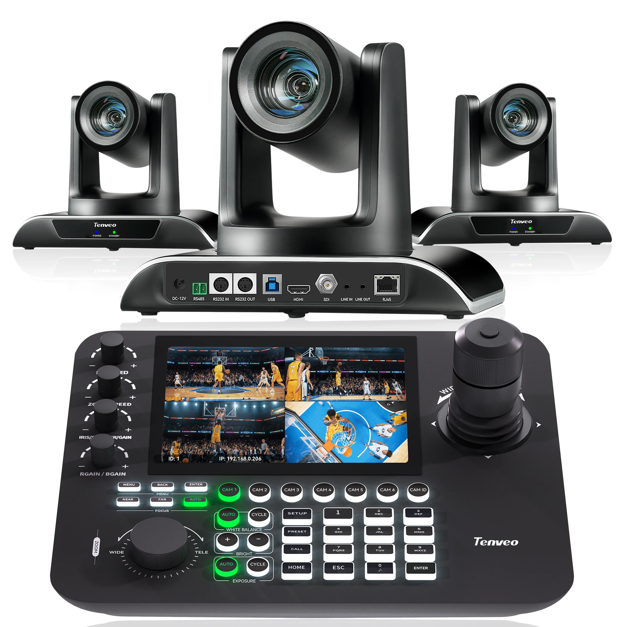 Auto Tracking 3 Pieces Camera And 1 Keyboard Controller NDI Conference Bundle 30x Zoom IP PTZ Camera Conferencing System
Auto Tracking 3 Pieces Camera And 1 Keyboard Controller NDI Conference Bundle 30x Zoom IP PTZ Camera Conferencing System