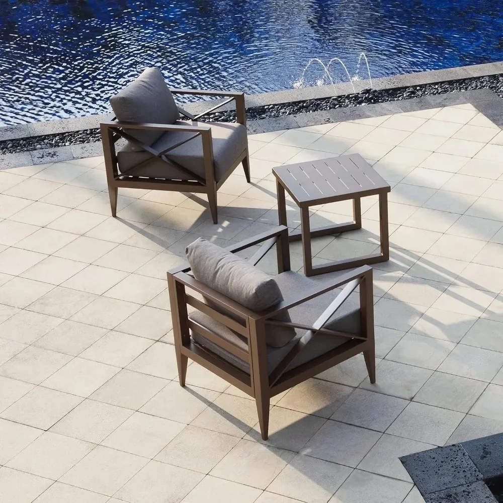 Outdoor Aluminum Patio Furniture Set, 2-Seats Patio Conversation Sofa Set with 1 Coffee Table, All Weather for Pool, Balcony
Outdoor Aluminum Patio Furniture Set, 2-Seats Patio Conversation Sofa Set with 1 Coffee Table, All Weather for Pool, Balcony