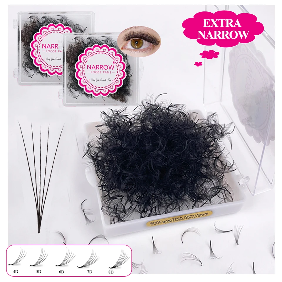 NEW Extra Narrow Fans Premade 4D 5D 6D 7D 8D Pointy Base Loose Fans Eyelashes Handmade Promade Narrow Fans Ready-made Fan Lashes
NEW Extra Narrow Fans Premade 4D 5D 6D 7D 8D Pointy Base Loose Fans Eyelashes Handmade Promade Narrow Fans Ready-made Fan Lashes