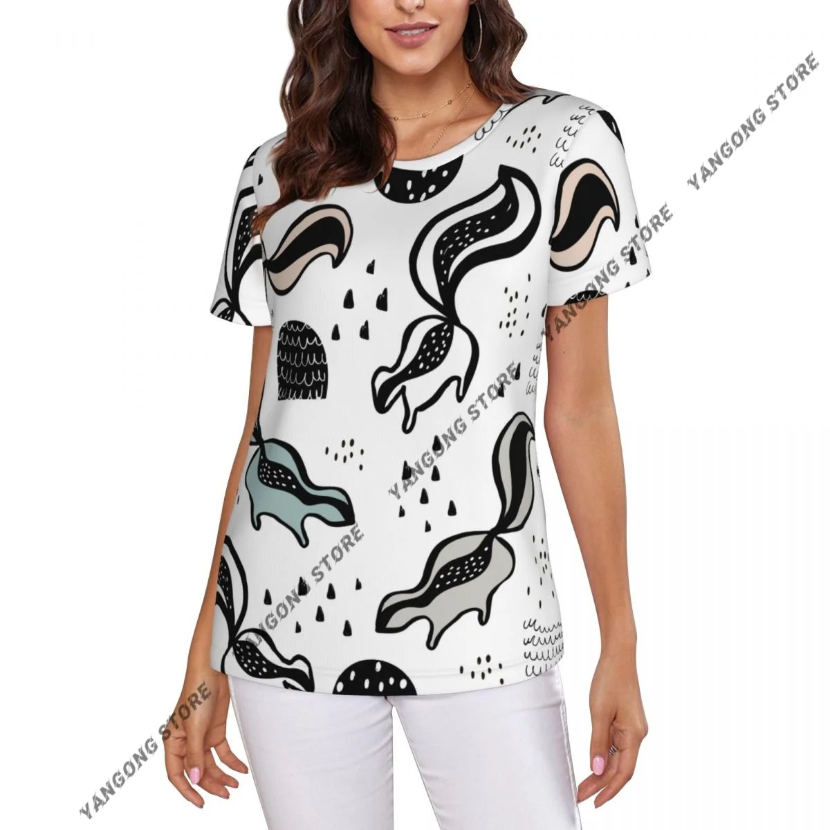 Женская милая повседневная футболка с коротким рукавом Skunk, одежда с круглым вырезом, женские футболки 
Женская милая повседневная футболка с коротким рукавом Skunk, одежда с круглым вырезом, женские футболки