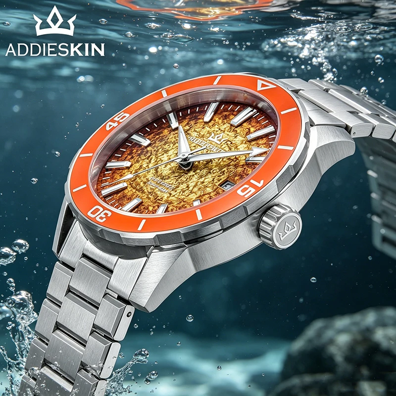200m Waterproof Ceramic Bezel Automatic Watch ADDIESKIN K005 Orange Gradient 3D Dial Miyota 9015 BGW9 Lume 40mm Stainless Steel
200m Waterproof Ceramic Bezel Automatic Watch ADDIESKIN K005 Orange Gradient 3D Dial Miyota 9015 BGW9 Lume 40mm Stainless Steel