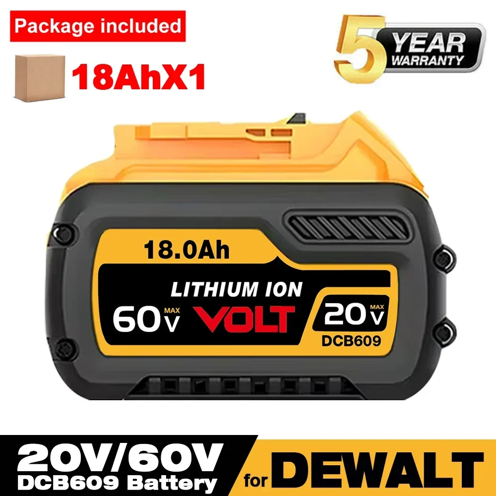 For DeWalt FlexVolt 60V Max Battery 18.0Ah DCB609 Compatible with DCB547-XJ DCB200 DCB201 DCB182 DCB204 Power Tool Battery
For DeWalt FlexVolt 60V Max Battery 18.0Ah DCB609 Compatible with DCB547-XJ DCB200 DCB201 DCB182 DCB204 Power Tool Battery
