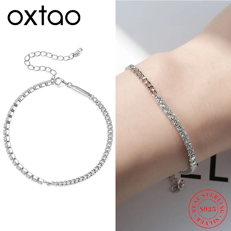 OXTAO Moissanite Half Tennis Bracelet Cuban Bracelet For Women 925 Sterling Silver Round Cut Korean, European Style Jewelry Gift
OXTAO Moissanite Half Tennis Bracelet Cuban Bracelet For Women 925 Sterling Silver Round Cut Korean, European Style Jewelry Gift