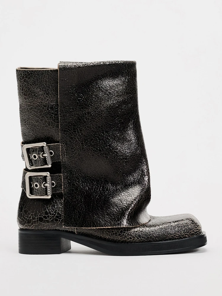 Newest Belt Buckle Metal Decoration Women Boots Chunky Heel Slip On Square Toe Boots Solid Black Mid Calf Fashion Casual Boots
Newest Belt Buckle Metal Decoration Women Boots Chunky Heel Slip On Square Toe Boots Solid Black Mid Calf Fashion Casual Boots