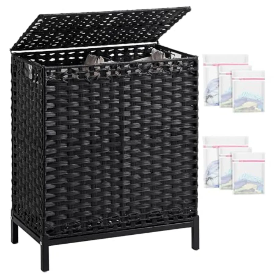 aundry Hamper with id Handwoven Rattan Wicker aundry Basket 2 Removable Liner Bags Metal Heightened Feet 6 Mesh Bags 2 Section
aundry Hamper with id Handwoven Rattan Wicker aundry Basket 2 Removable Liner Bags Metal Heightened Feet 6 Mesh Bags 2 Section