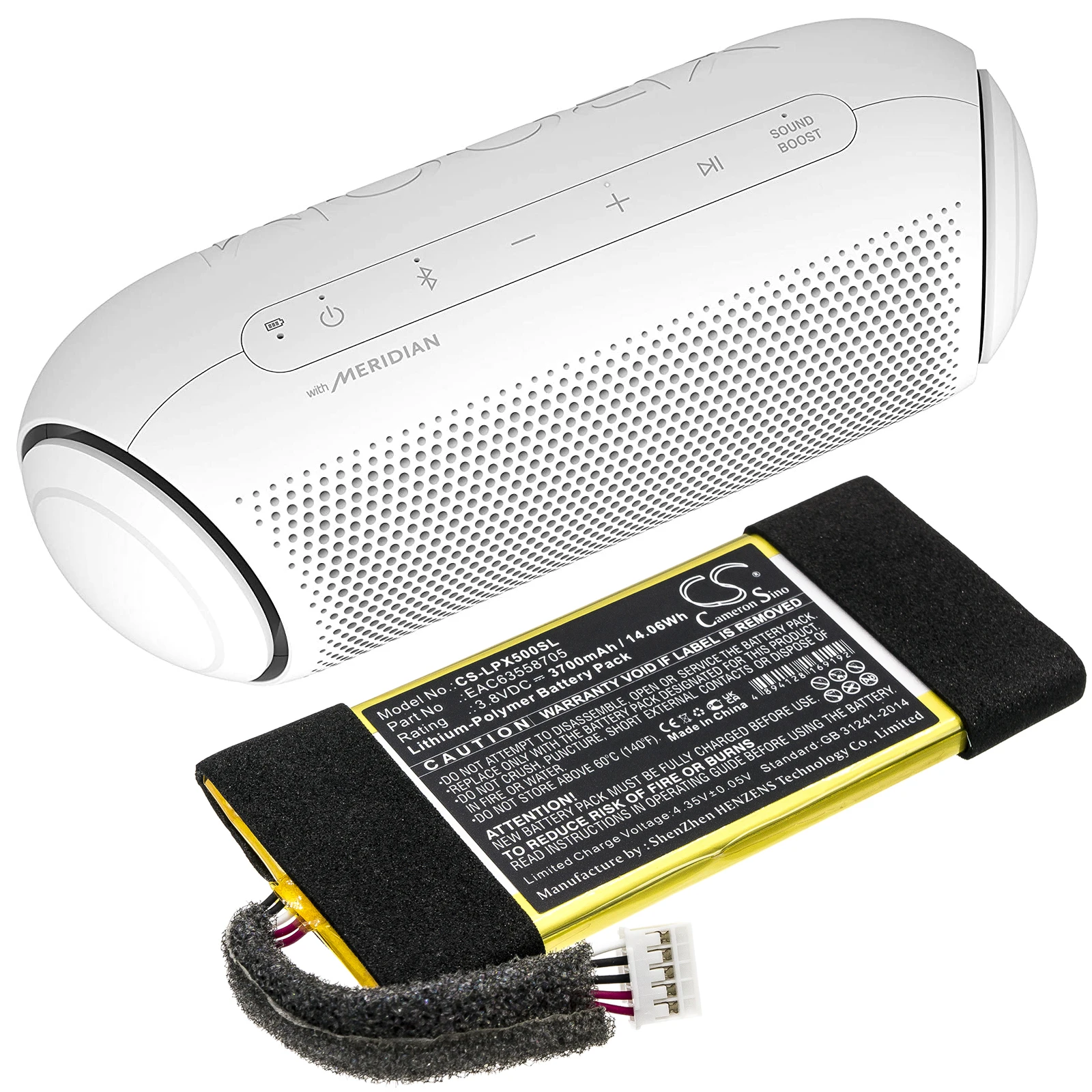 Li-Polymer Speaker Battery for LG, 3.8V, 3700mAh, Compatible Models: PL5W, XBOOM Go PL5
Li-Polymer Speaker Battery for LG, 3.8V, 3700mAh, Compatible Models: PL5W, XBOOM Go PL5