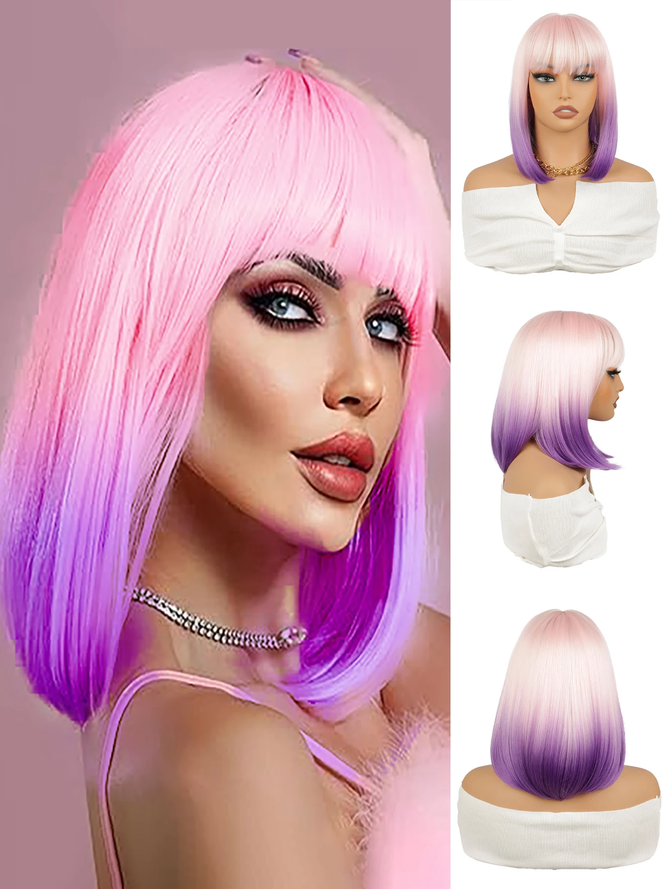 Розовый фиолетовый градиентный прямой парик боб, высококачественный синтетический парик 12 дюймов, подходит для женщин на каждый день, косплей, Хэллоуин
Розовый фиолетовый градиентный прямой парик боб, высококачественный синтетический парик 12 дюймов, подходит для женщин на каждый день, косплей, Хэллоуин