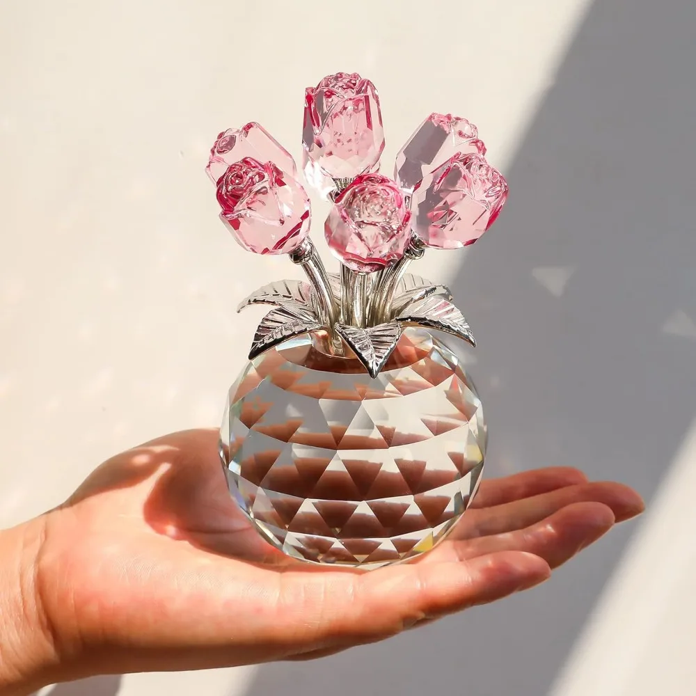 Colorful Rose Flower Crystal Figurine with Vase, Bouquet Flowers Ornament Gifts for Wife Girlfriend Women, Handmade Crystal Flow
Colorful Rose Flower Crystal Figurine with Vase, Bouquet Flowers Ornament Gifts for Wife Girlfriend Women, Handmade Crystal Flow