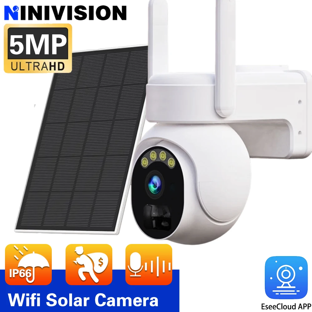 Outdoor CCTV 5MP WIFI Battery Solar Motion Tracking CCTV Surveillance Two-Way Audio 360° PTZ Protection IP Camera EseeCloud APP
Outdoor CCTV 5MP WIFI Battery Solar Motion Tracking CCTV Surveillance Two-Way Audio 360° PTZ Protection IP Camera EseeCloud APP