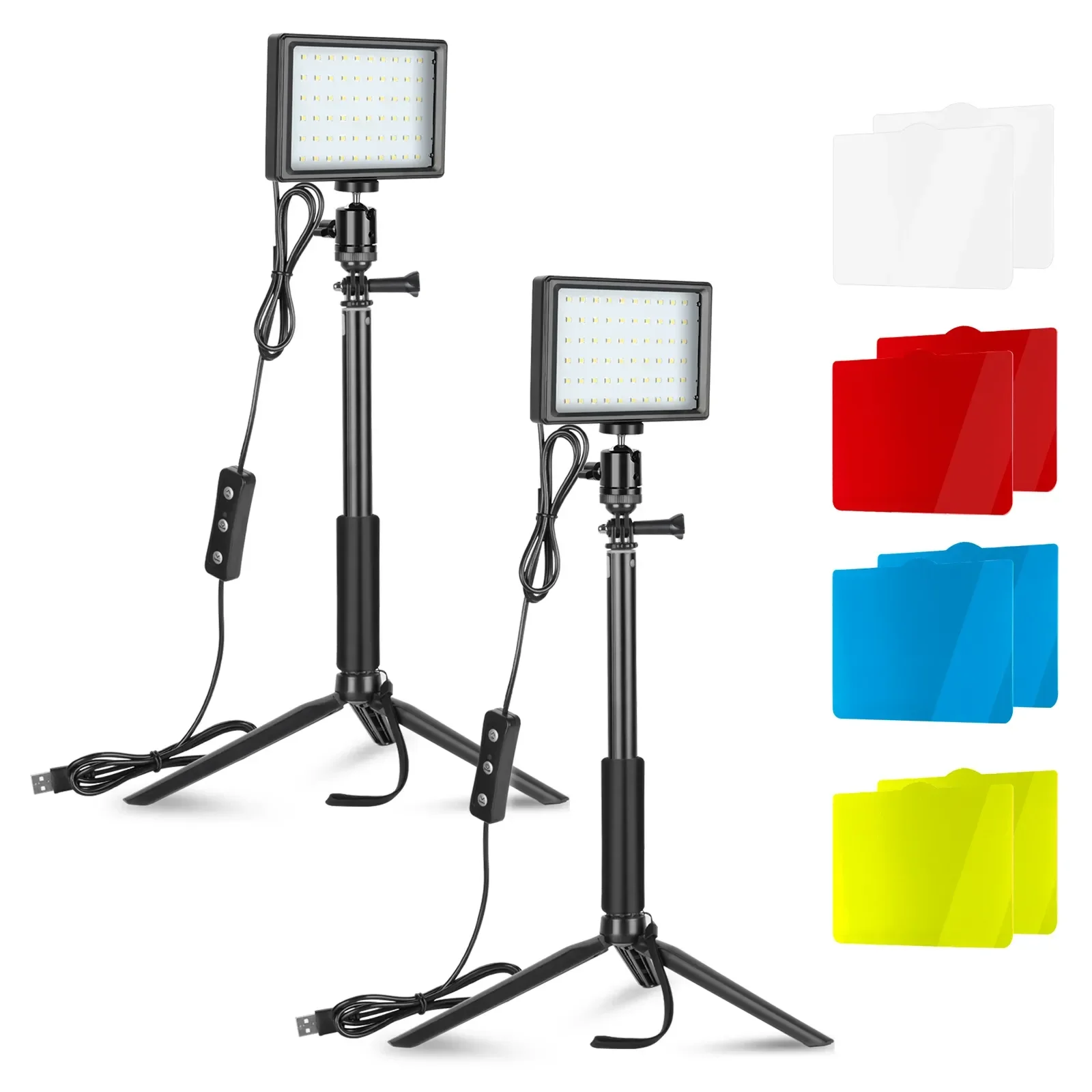 NEEWER Desktop LED Video Lighting Kit, 2 Packs USB Dimmable 5600K LED Video Light With Telescopic Poles, Mini Tripod Stands
NEEWER Desktop LED Video Lighting Kit, 2 Packs USB Dimmable 5600K LED Video Light With Telescopic Poles, Mini Tripod Stands