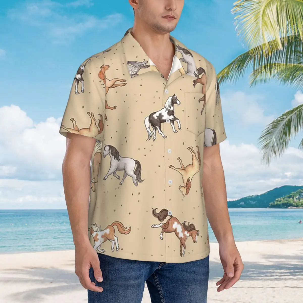 Scattered Horses Spotty On Taupe Hawaiian Shirts Casual Men Short Sleeve Shirt for Summer Beach Men's Button Tops
Scattered Horses Spotty On Taupe Hawaiian Shirts Casual Men Short Sleeve Shirt for Summer Beach Men's Button Tops