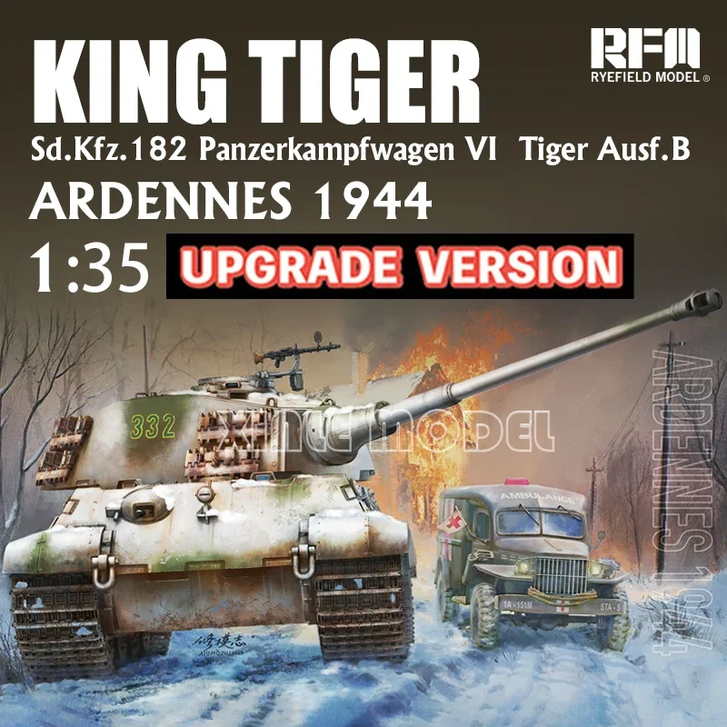 Ryefield model plastic scale assembly tank model kit RM-5138 German King Tiger Ardennes 1944 (upgrade version) 1/35
Ryefield model plastic scale assembly tank model kit RM-5138 German King Tiger Ardennes 1944 (upgrade version) 1/35