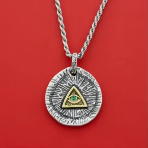 Fashion of Japanese and Korean Chaoren 925 sterling silver pendant personality tag Eye of Providence Versatile necklace Retro lo
Fashion of Japanese and Korean Chaoren 925 sterling silver pendant personality tag Eye of Providence Versatile necklace Retro lo