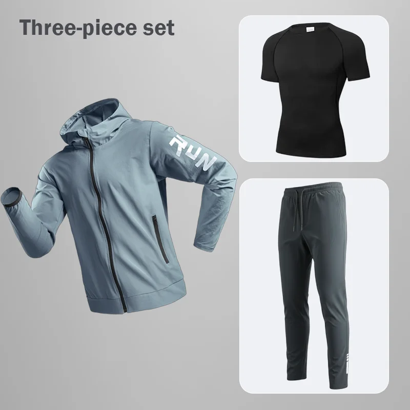 Мужской спортивный костюм для тренажерного зала, быстросохнущий, высокоэластичный, для бега и тренировок, комплект из трех предметов, для утреннего бега и велоспорта
Мужской спортивный костюм для тренажерного зала, быстросохнущий, высокоэластичный, для бега и тренировок, комплект из трех предметов, для утреннего бега и велоспорта