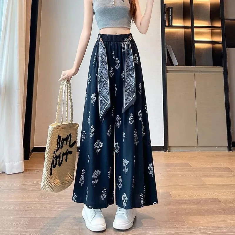 Women's Floral Wide-Leg Pants Elastic Waist with Bandana Detail Flowy Palazzo Fit
Women's Floral Wide-Leg Pants Elastic Waist with Bandana Detail Flowy Palazzo Fit