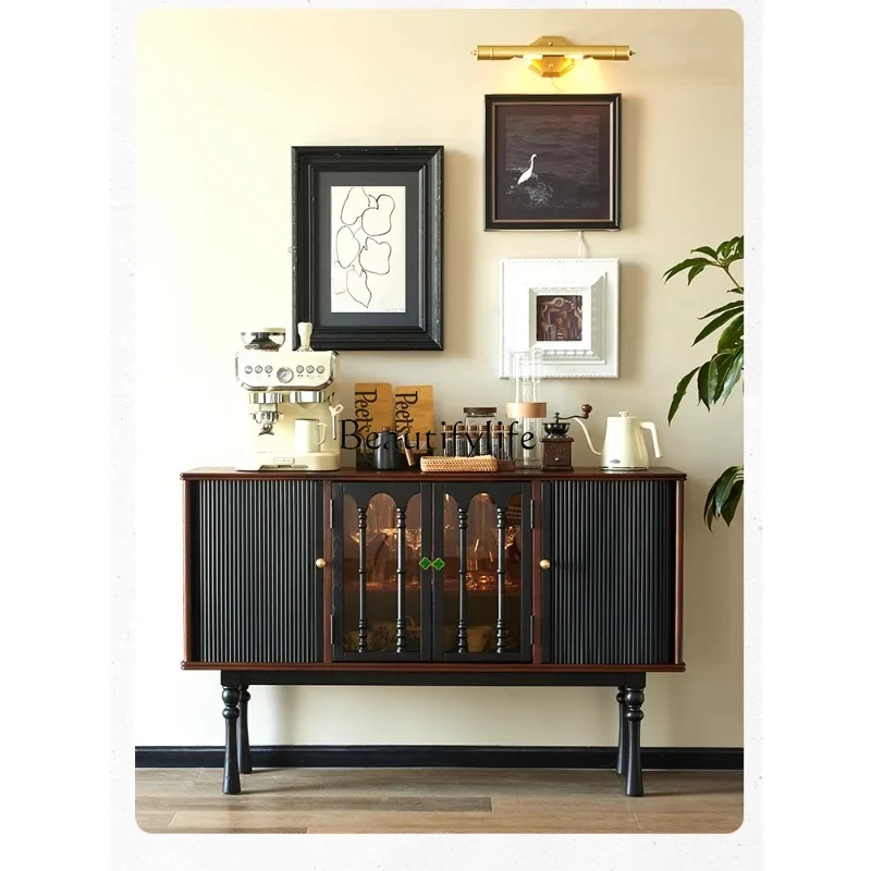 French medieval retro dining side cabinet, promenade against the wall integrated storage tea cabinet
French medieval retro dining side cabinet, promenade against the wall integrated storage tea cabinet