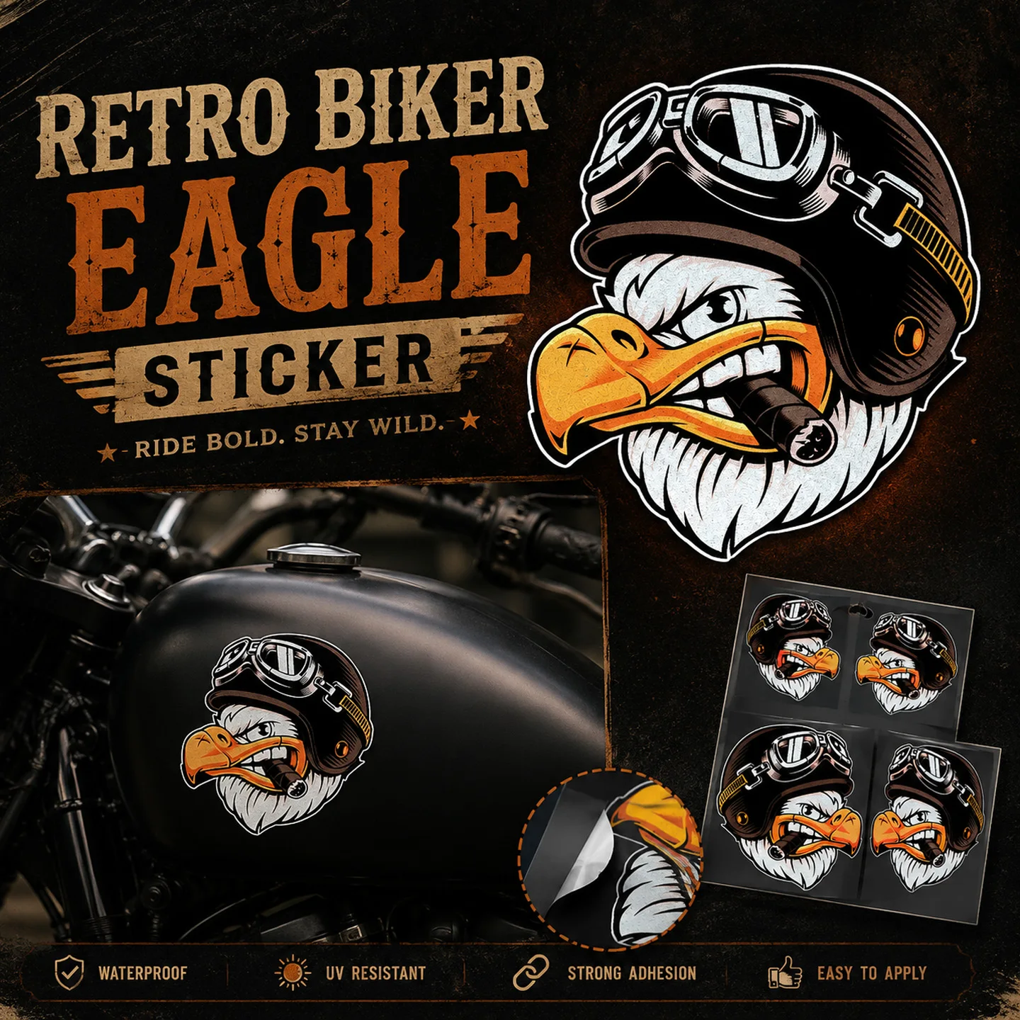 Bald Eagle Vinyl Reflective Stickers Cafe Racer Retro Vintage Scooter Racing Motorcycles Accessories Decor Body Helmet Decals
Bald Eagle Vinyl Reflective Stickers Cafe Racer Retro Vintage Scooter Racing Motorcycles Accessories Decor Body Helmet Decals