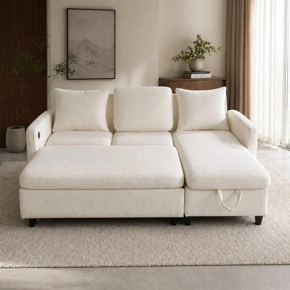 Convertible 2-in-1 L-Shaped Sectional Sofa with Storage Chaise, Reclining Backrest, USB & Type-C Ports for Small Spaces (Beige)
Convertible 2-in-1 L-Shaped Sectional Sofa with Storage Chaise, Reclining Backrest, USB & Type-C Ports for Small Spaces (Beige)