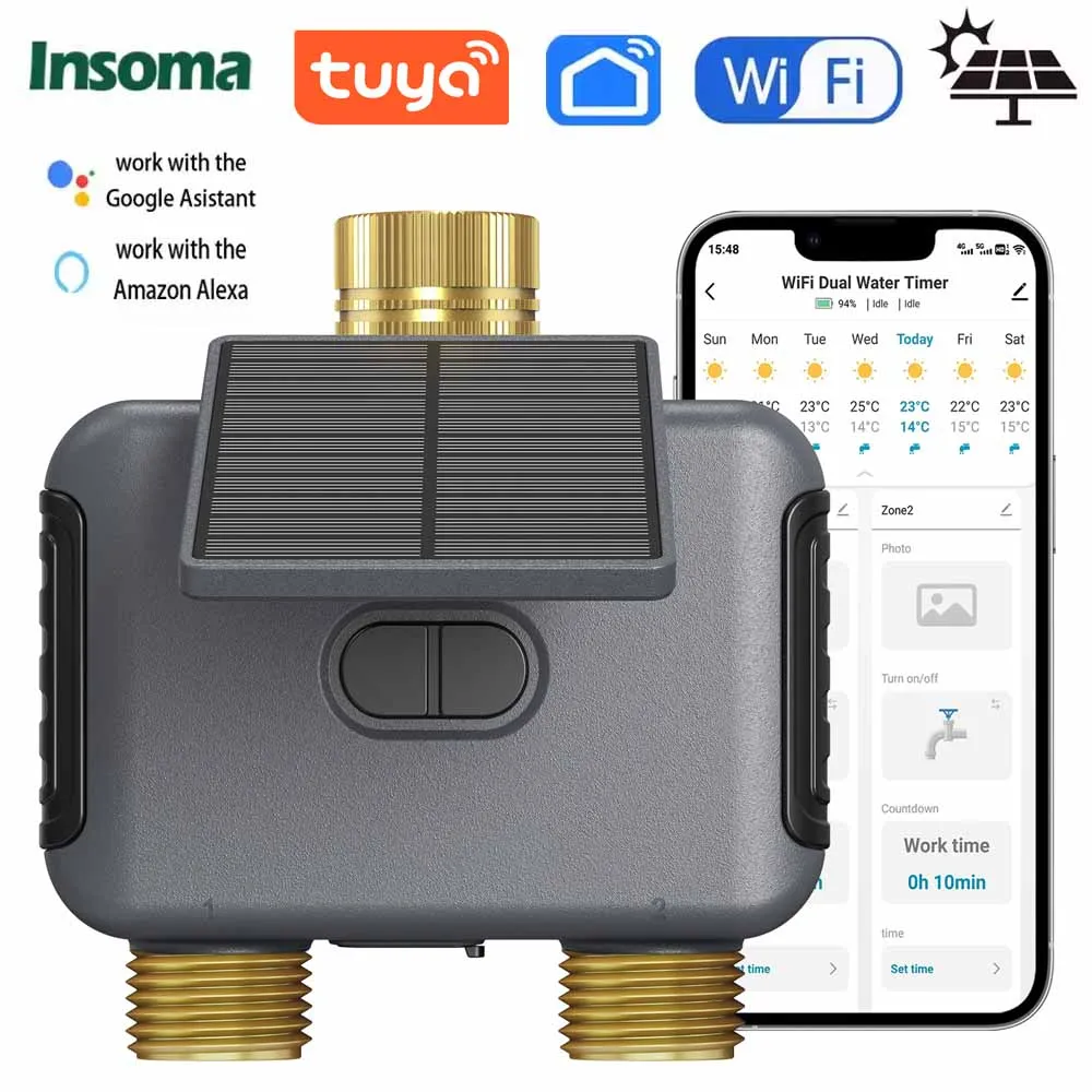 INSOMA Wifi Smart Water Timer Solar irrigation system 2 Zone irrigation controller Programmable automatic plant irrigator
INSOMA Wifi Smart Water Timer Solar irrigation system 2 Zone irrigation controller Programmable automatic plant irrigator