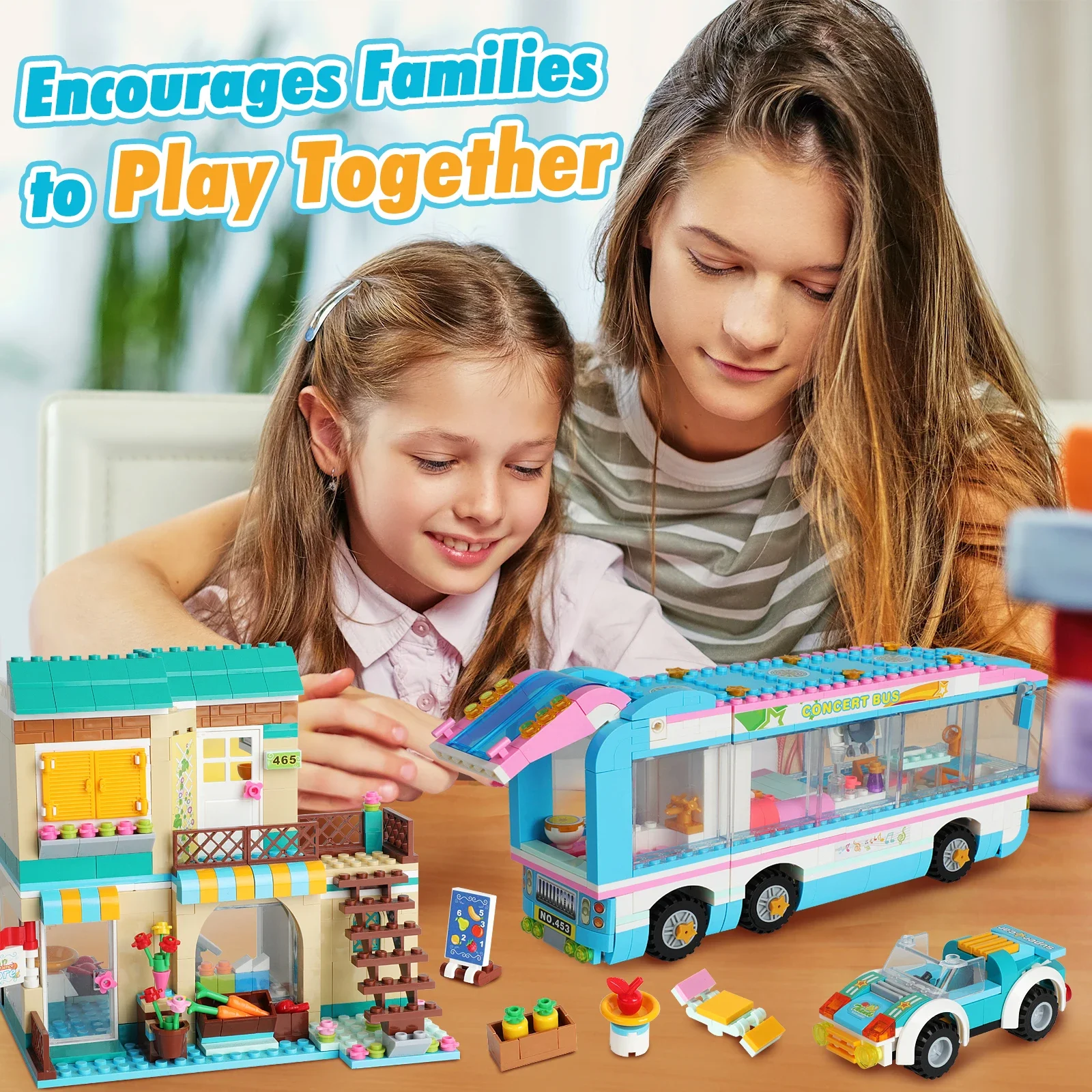1193PCS Friends Music Bus Building Blocks Set w/ Store & Figures, DIY Concert Model with Storage Bucket, Gift for Kids
1193PCS Friends Music Bus Building Blocks Set w/ Store & Figures, DIY Concert Model with Storage Bucket, Gift for Kids