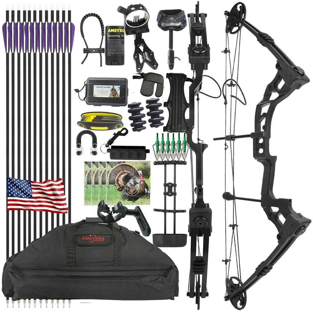 Compound Bow 0-70lbs Adjustable 80% Let-off 320fps Magnesium Alloy Riser Right Hand for Hunting Shooting Outdoor Target
Compound Bow 0-70lbs Adjustable 80% Let-off 320fps Magnesium Alloy Riser Right Hand for Hunting Shooting Outdoor Target