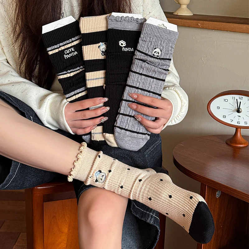Женские мягкие кашемировые носки, корейский стиль, милый дизайн панды, полосатый узор, осень, новое поступление, 5 пар
Женские мягкие кашемировые носки, корейский стиль, милый дизайн панды, полосатый узор, осень, новое поступление, 5 пар