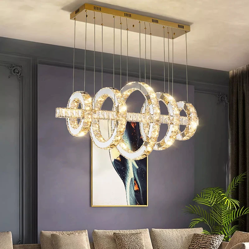 2025 Modern Golden Circular ring Crystal chandelier indoor lighting Ceiling lamp hanging light led lustre for living room
2025 Modern Golden Circular ring Crystal chandelier indoor lighting Ceiling lamp hanging light led lustre for living room
