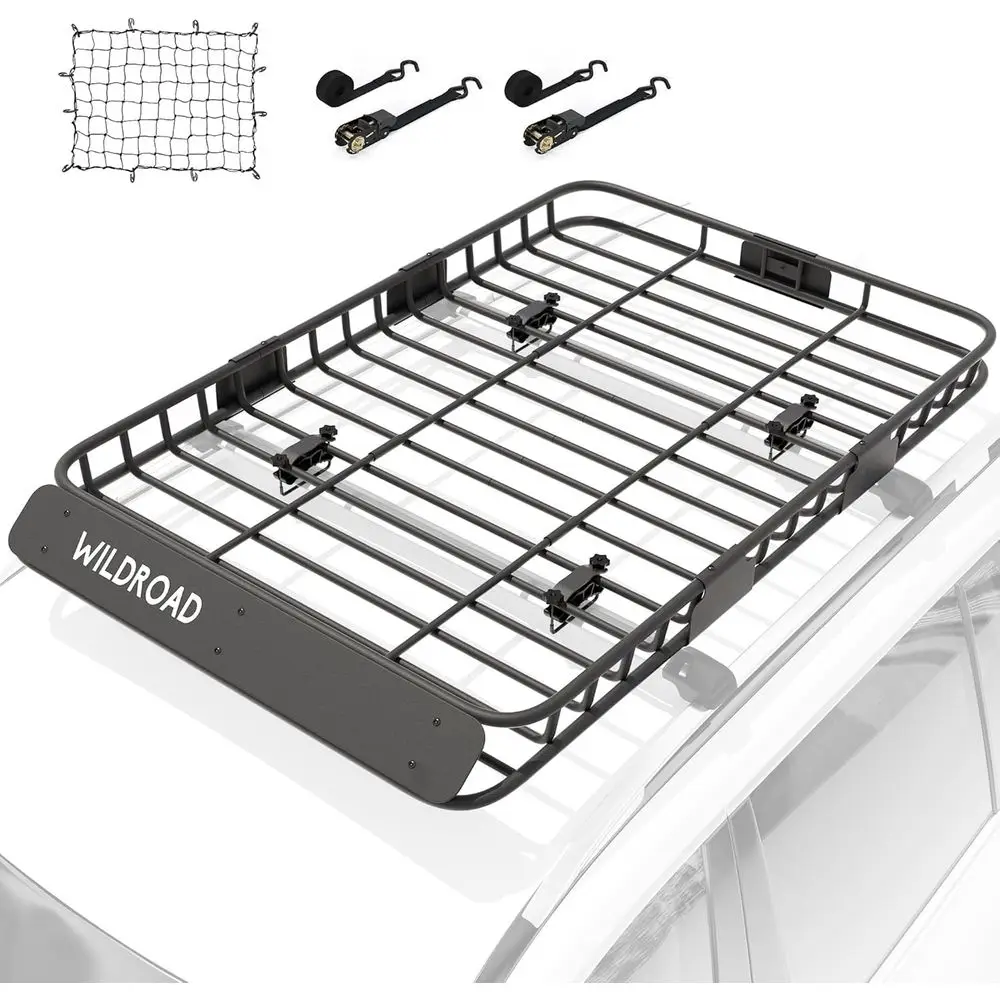 Car Roof Cargo Carrier Combo of Upgraded 64"x 39"x 4" Roof Rack Cargo Basket, Super Duty Bungee Cargo Net. Universal Car Top Lug
Car Roof Cargo Carrier Combo of Upgraded 64"x 39"x 4" Roof Rack Cargo Basket, Super Duty Bungee Cargo Net. Universal Car Top Lug