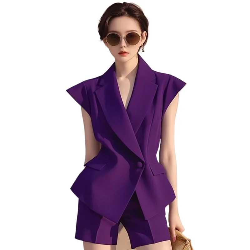 Fashionable Street-blowing Age-reducing and High-end Small Person Purple Sleeveless Top Shorts Two-piece Suit for Women Summer
Fashionable Street-blowing Age-reducing and High-end Small Person Purple Sleeveless Top Shorts Two-piece Suit for Women Summer