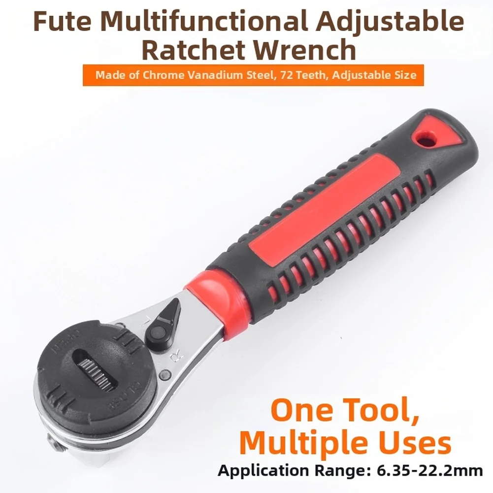 Adjustable Socket Ratchet Wrench 6.35-22.2mm 72 Teeth Chrome Vanadium Steel For Automotive Repair Home Maintenance Hand Tools
Adjustable Socket Ratchet Wrench 6.35-22.2mm 72 Teeth Chrome Vanadium Steel For Automotive Repair Home Maintenance Hand Tools