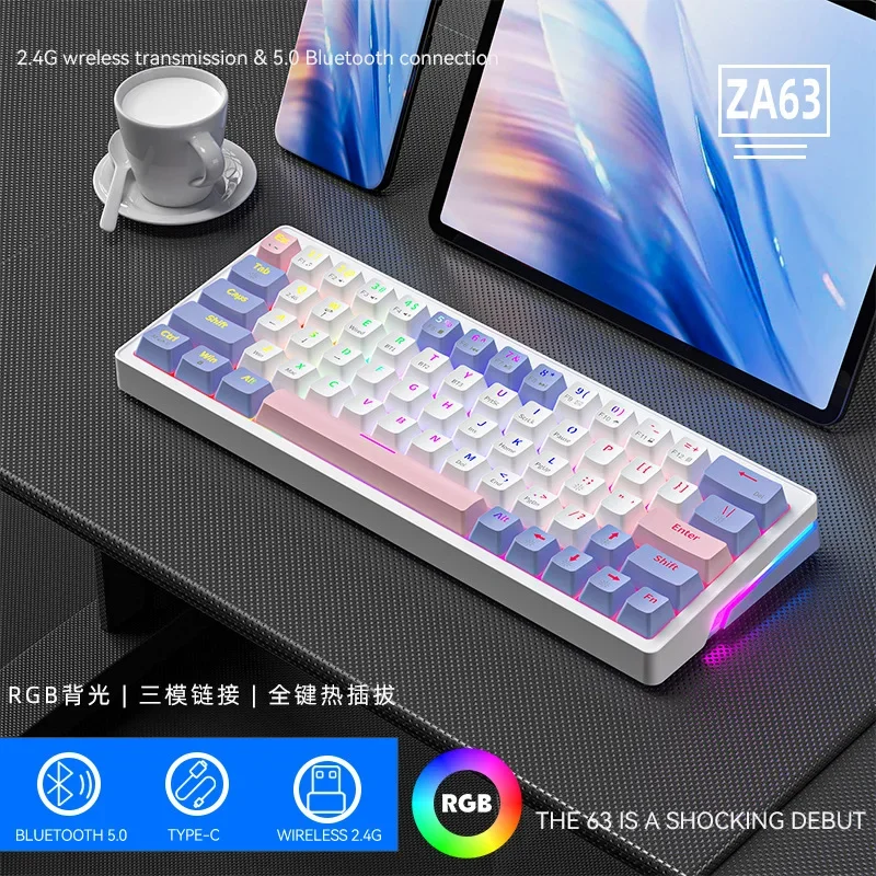 63 Custom tri-mode Bluetooth Gaming keyboard Mechanical Dual spell RGB hot swap wireless mechanical keyboard
63 Custom tri-mode Bluetooth Gaming keyboard Mechanical Dual spell RGB hot swap wireless mechanical keyboard