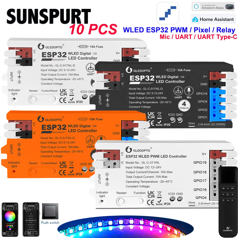 5GLEDOPTO ESP32 PWM WLED Dynamic LED Controller 5 in 1 DC12-24V WIFI App Control for RGBCCT RGBW RGB CCT DM WS2811/2B/3/5 Strip
5GLEDOPTO ESP32 PWM WLED Dynamic LED Controller 5 in 1 DC12-24V WIFI App Control for RGBCCT RGBW RGB CCT DM WS2811/2B/3/5 Strip