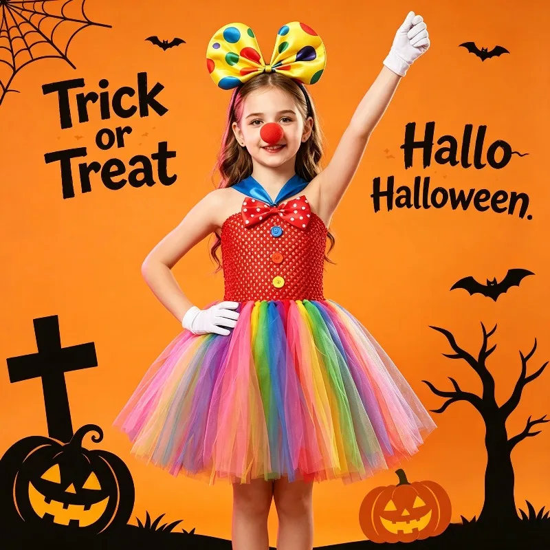 Rainbow Clown Costume Tutu Dress Tulle Halloween Party Outfit Stage Performance Gown Cosplay Fancy Dress Carnival Robe S-2XL
Rainbow Clown Costume Tutu Dress Tulle Halloween Party Outfit Stage Performance Gown Cosplay Fancy Dress Carnival Robe S-2XL