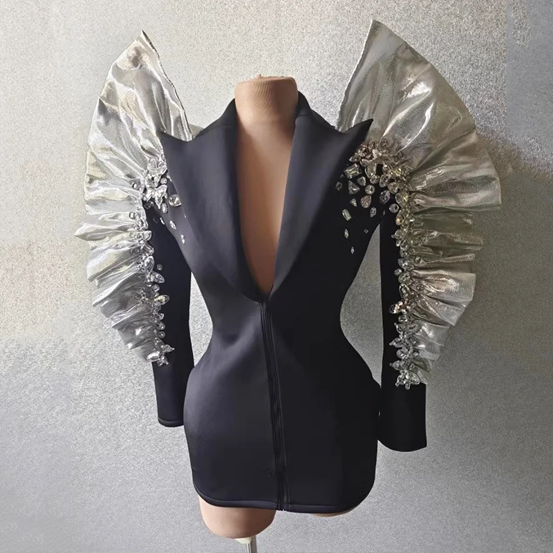 Exaggerated Stand Shoulder Suit Singer Stage Costume Rhinestones Slim Dress Drag Queen Outfit Birthday Party Dresses VDB7248
Exaggerated Stand Shoulder Suit Singer Stage Costume Rhinestones Slim Dress Drag Queen Outfit Birthday Party Dresses VDB7248