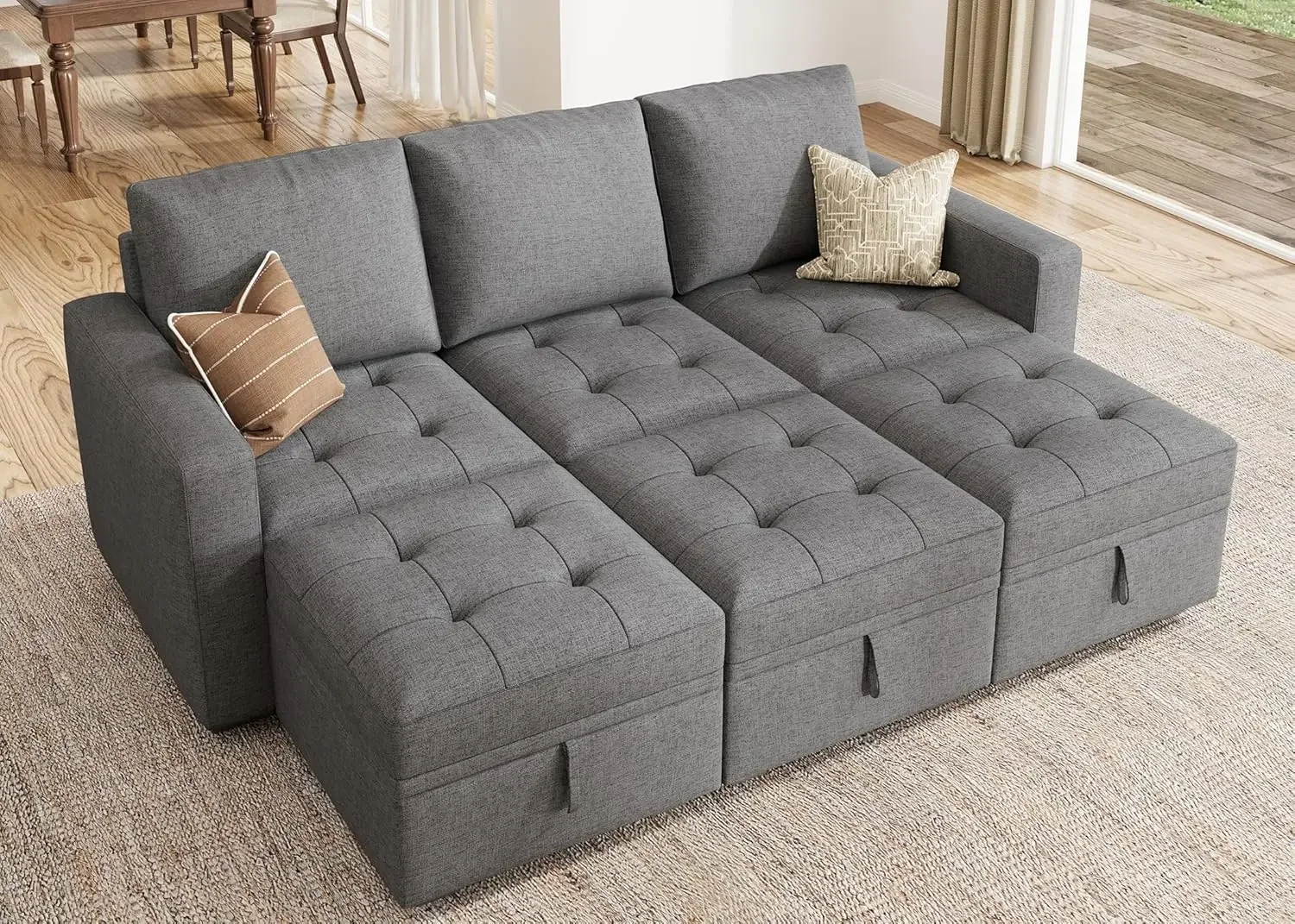 Modular Sectional Couch Sleeper Sofa Bed with Storage Seats Oversized Sectional Couches for Living Room Grey
Modular Sectional Couch Sleeper Sofa Bed with Storage Seats Oversized Sectional Couches for Living Room Grey