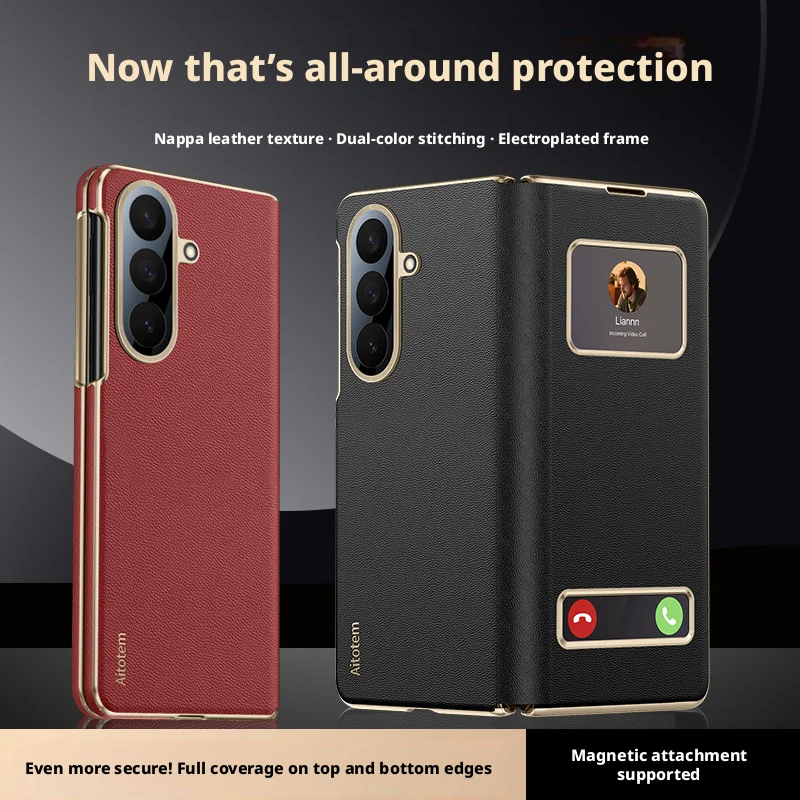 For Samsung Galaxy Z Fold 7 Nappa Leather Case Full-coverage Dual Hinge Camera Lens Protection Bulit-in Magnet Smart View Cover
For Samsung Galaxy Z Fold 7 Nappa Leather Case Full-coverage Dual Hinge Camera Lens Protection Bulit-in Magnet Smart View Cover