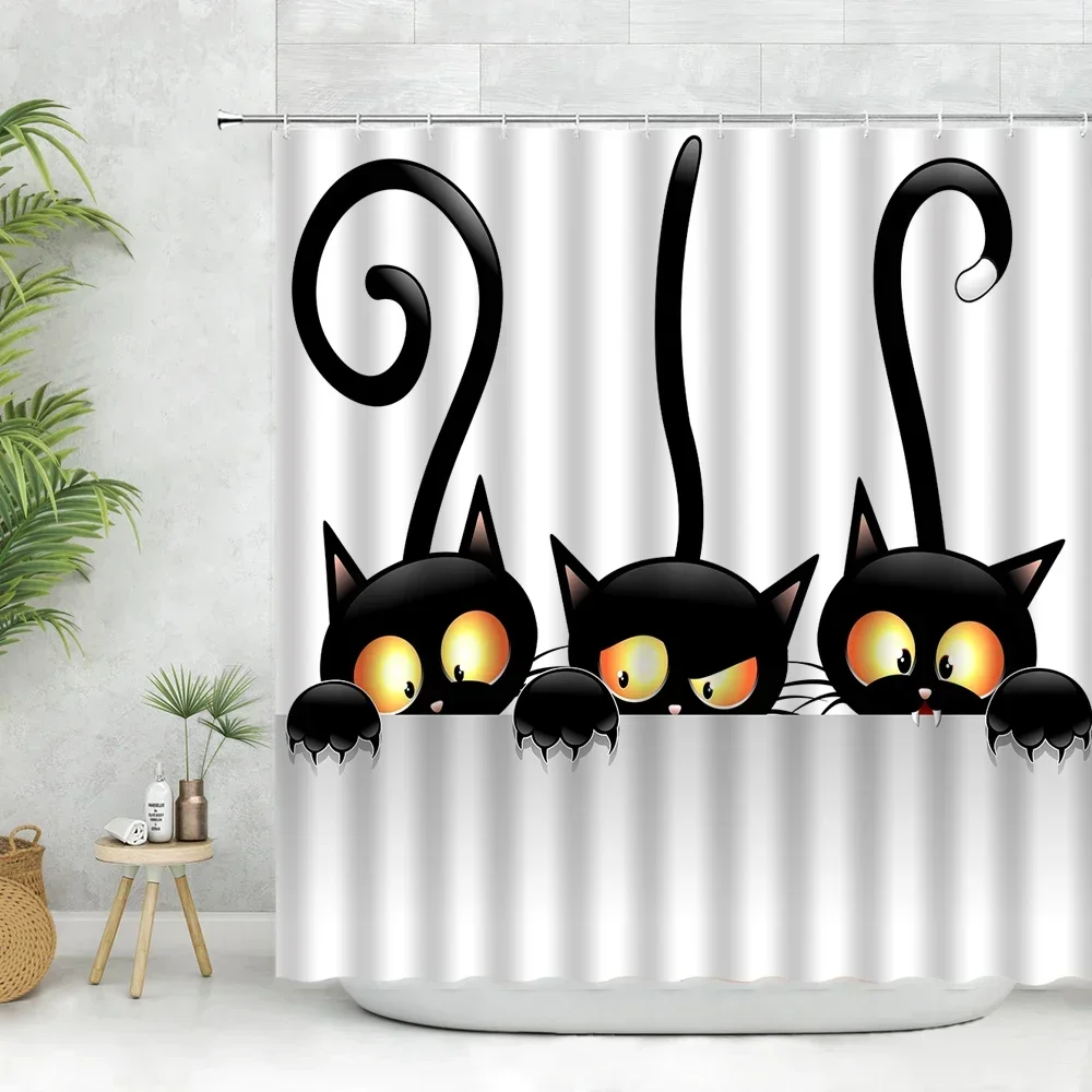 Three Funny Naughty black Cat Shower Curtain Scratching The Wall with His Paws Fabric Bathroom Decor Set Hooks White and Black
Three Funny Naughty black Cat Shower Curtain Scratching The Wall with His Paws Fabric Bathroom Decor Set Hooks White and Black