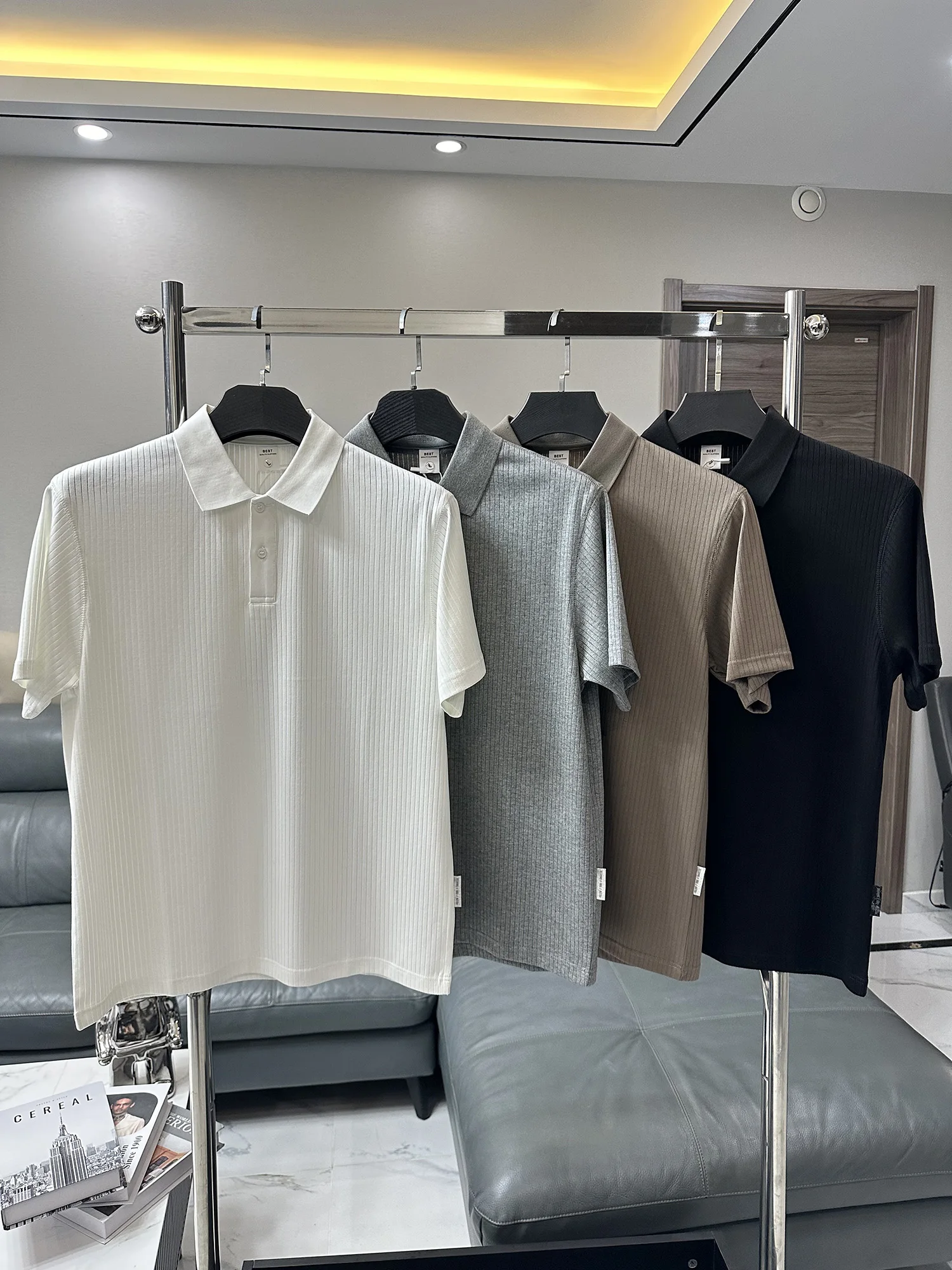Anti-Wrinkle Stripe Shirt Short Sleeve Men's Fashion Urban Style Knitted Breathable Elastic Summer T-Shirt Commute Wind
Anti-Wrinkle Stripe Shirt Short Sleeve Men's Fashion Urban Style Knitted Breathable Elastic Summer T-Shirt Commute Wind