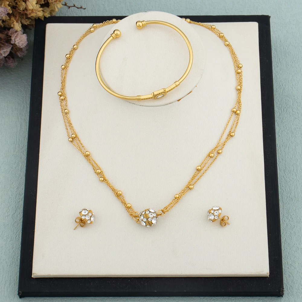 Crystal Earrings Bracelet Pendant Jewelry Set Gold Plated Necklace Elegant Women Fashion Trendy Bohemia Luxury Party Gift Bride
Crystal Earrings Bracelet Pendant Jewelry Set Gold Plated Necklace Elegant Women Fashion Trendy Bohemia Luxury Party Gift Bride