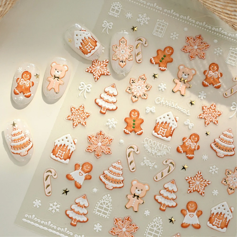 Christmas Cookies Snowflake Christmas Tree Gingerbread House Gold Stamped 3D Self Adhesive Nail Art Sticker Xmas Manicure Decals
Christmas Cookies Snowflake Christmas Tree Gingerbread House Gold Stamped 3D Self Adhesive Nail Art Sticker Xmas Manicure Decals